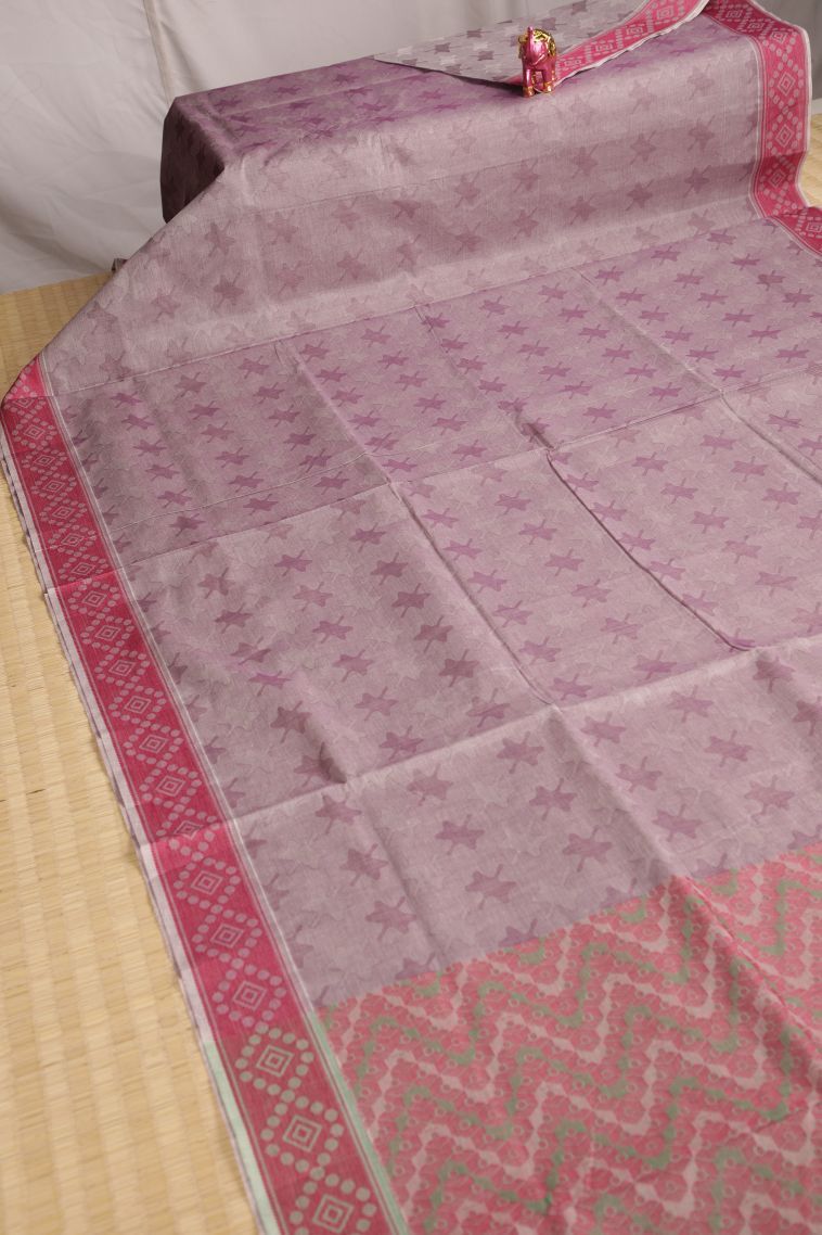Heather Purple Kovai Cotton Sarees with Without Zari Zari Floral Patterns view 2