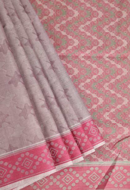 Heather Purple Kovai Cotton Sarees with Without Zari Zari Floral Patterns
