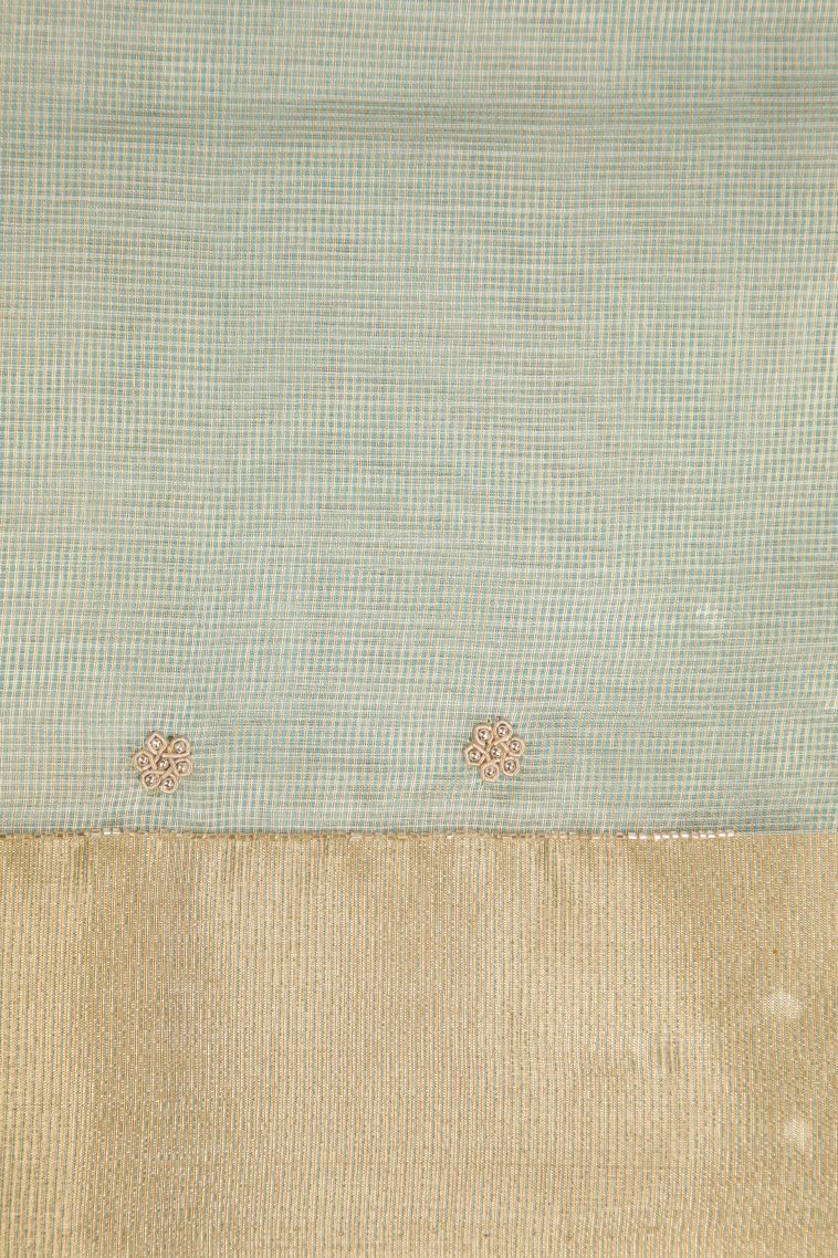 Sapphire Blue Fancy Saree with Copper Zari Plain view 3