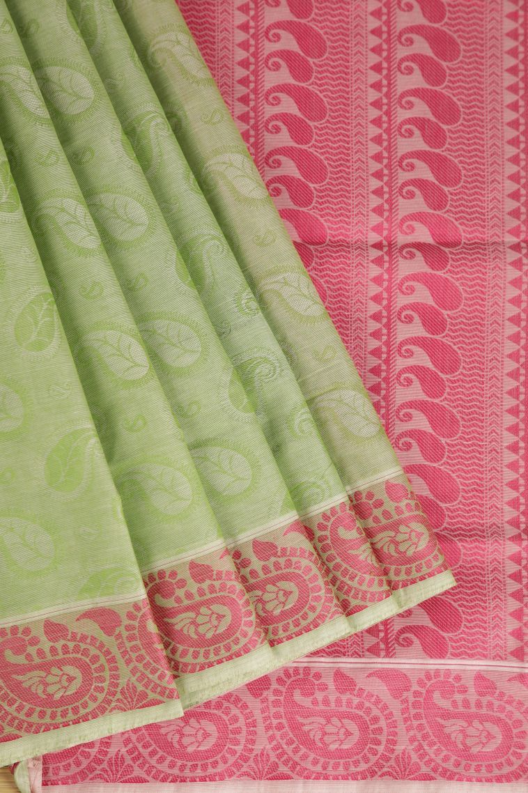 Olive Green Kovai Cotton Sarees with Without Zari Zari Manga view 1
