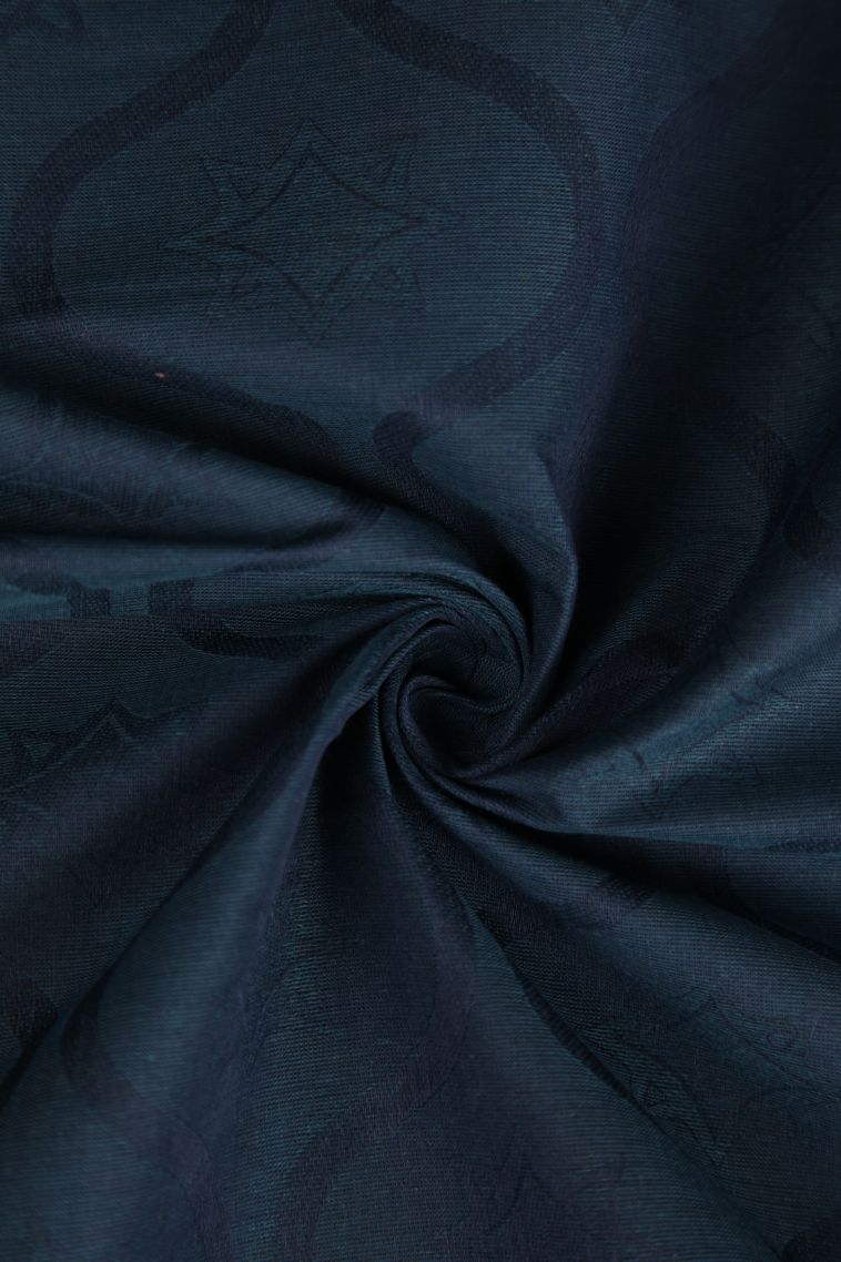 Aegean Blue Kovai Cotton Sarees with Without Zari Zari Floral Patterns view 4