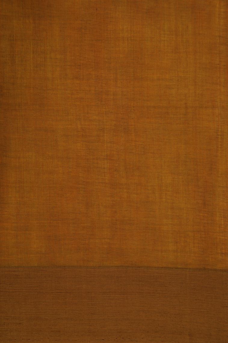 Merigold Orange Pure Handloom Kovai Cotton with Gold Zari Floral Patterns view 3