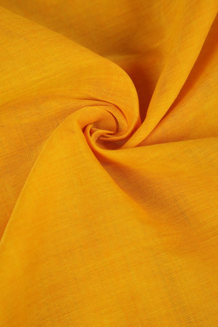 Merigold Orange Pure Handloom Kovai Cotton with Gold Zari Floral Patterns view 4