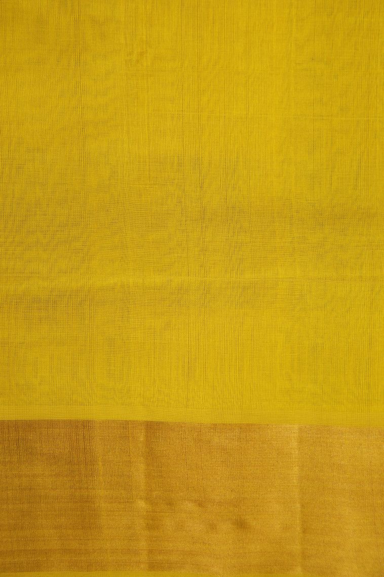 Lemon Yellow Silk Cotton with Copper Zari Checks view 3