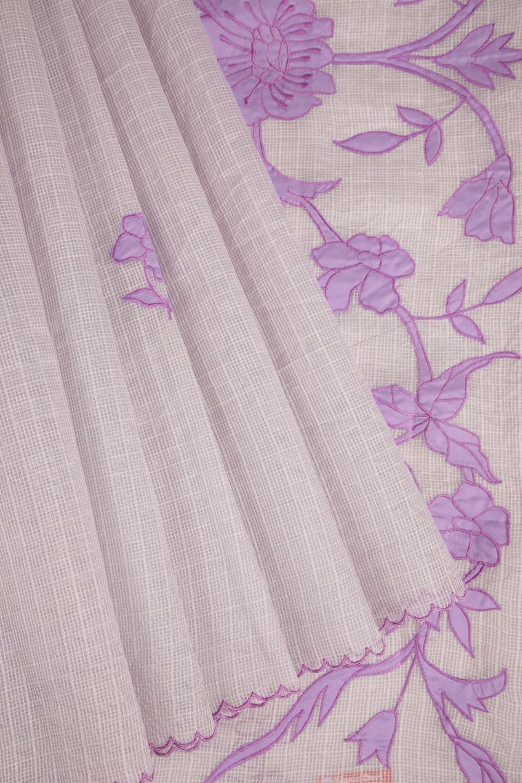 Periwinkle Purple Organza Saree with Without Zari Zari Floral Patterns view 1
