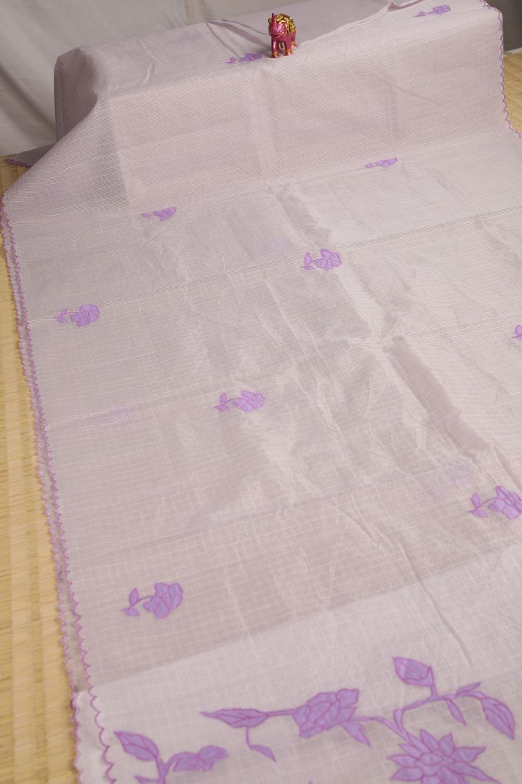 Periwinkle Purple Organza Saree with Without Zari Zari Floral Patterns view 2