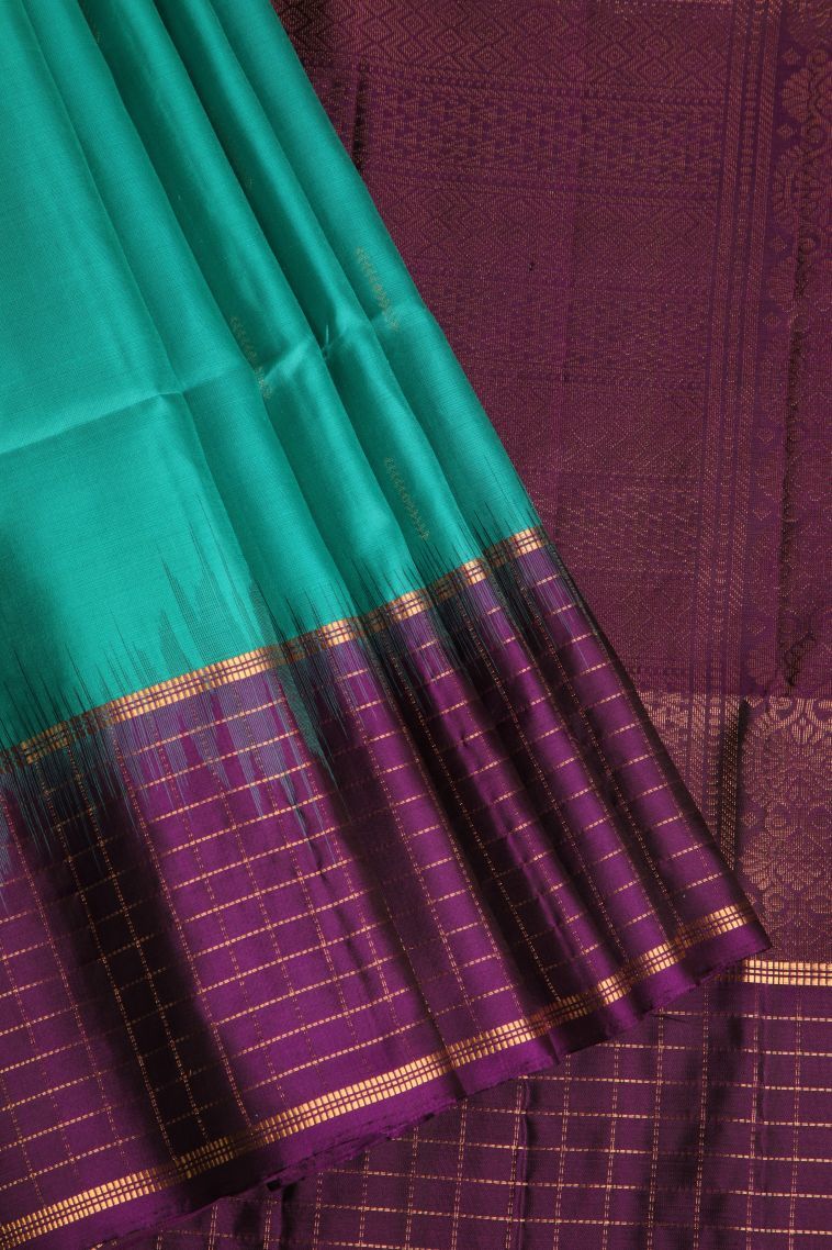 Teal Blue Soft Silk Saree with Gold Zari Buttis (small Dots Or Motifs) view 1