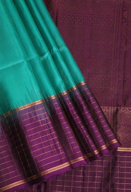 Teal Blue Soft Silk Saree with Gold Zari Buttis (small Dots Or Motifs)