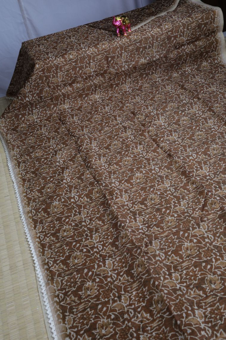 Peanut Brown Fancy Saree with Without Zari Zari Floral Patterns view 2