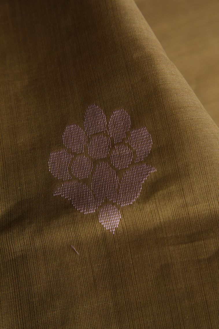 Pickle Green Pure Handloom Kovai Cotton with Without Zari Zari Floral Patterns view 4