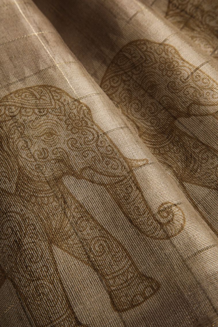 Hazelwood Yellow Jute Sarees with Gold Zari Horizontal Model view 4