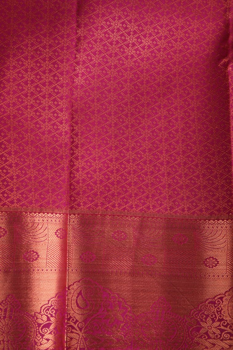 Pine Green Visiri Madippu Silk Sarees with Copper Zari Floral Patterns view 3