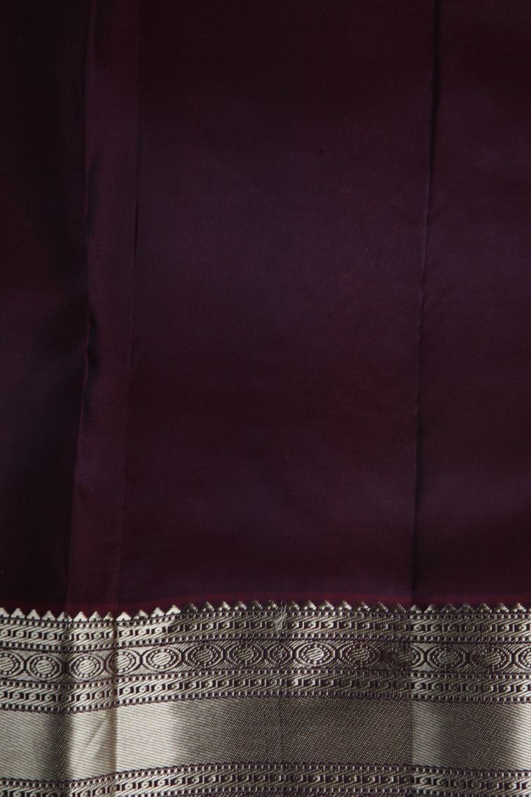 Juniper Green Soft Silk Saree with Gold Zari Floral Patterns view 3