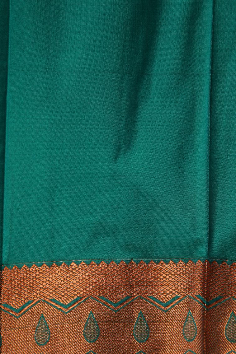 Honey Orange Visiri Madippu Silk Sarees with Copper Zari Floral Patterns view 3