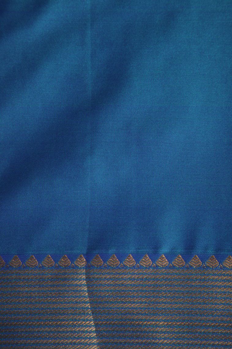 Cobalt Blue Apoorva Silk Sarees with Gold Zari Floral Patterns view 3