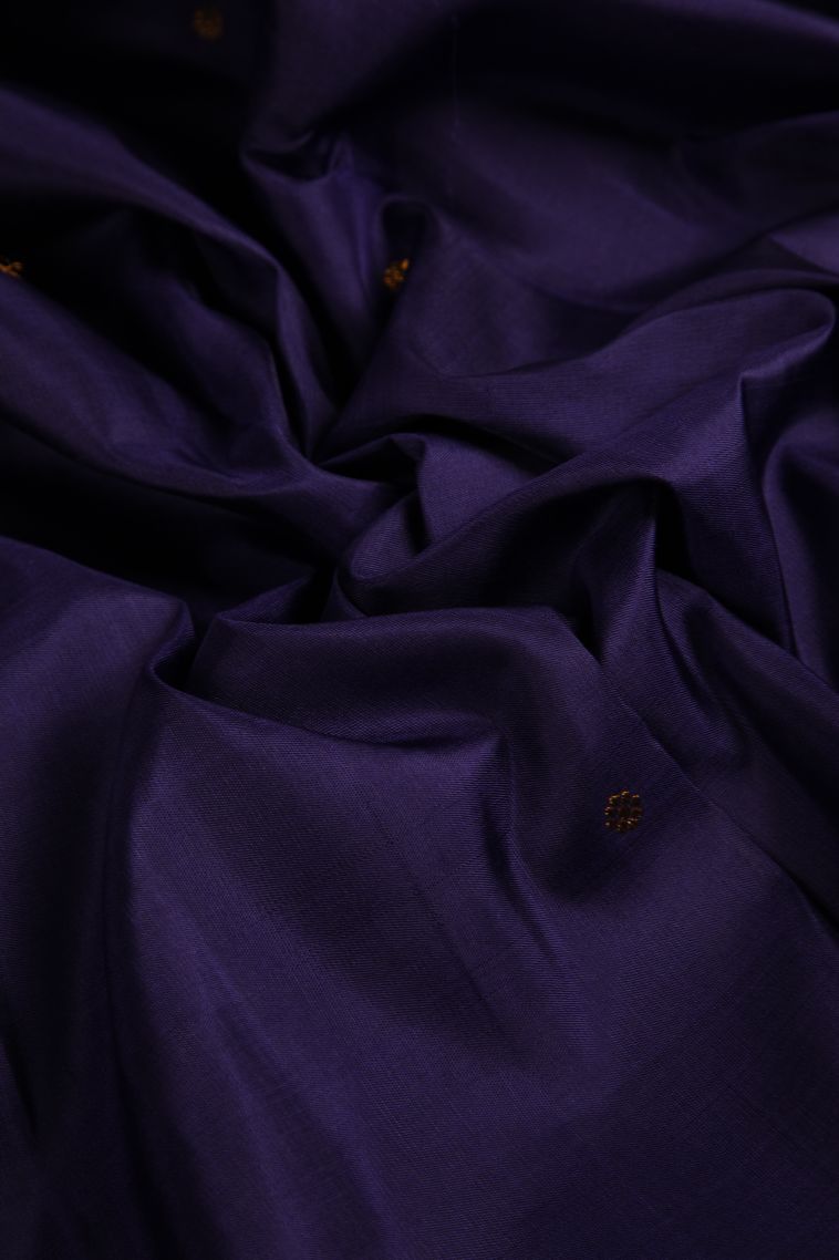 Admiral Blue Kanchipuram Silk Sarees with Gold Zari Buttis (small Dots Or Motifs) view 4