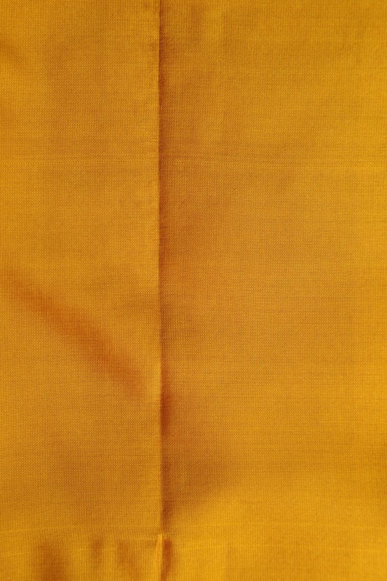 Merigold Orange Silk Sarees with Gold Zari Floral Patterns view 3