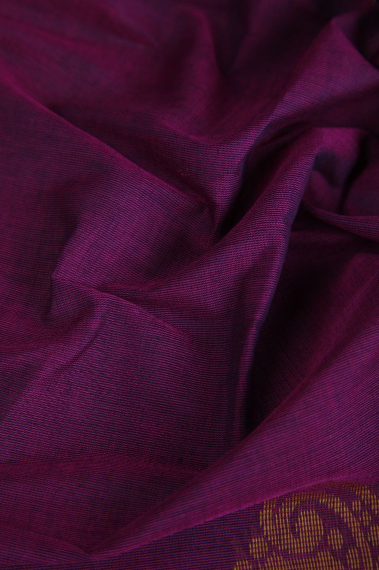 Magenta  Pink Pure Handloom Kovai Cotton with Without Zari Zari Floral Patterns view 4