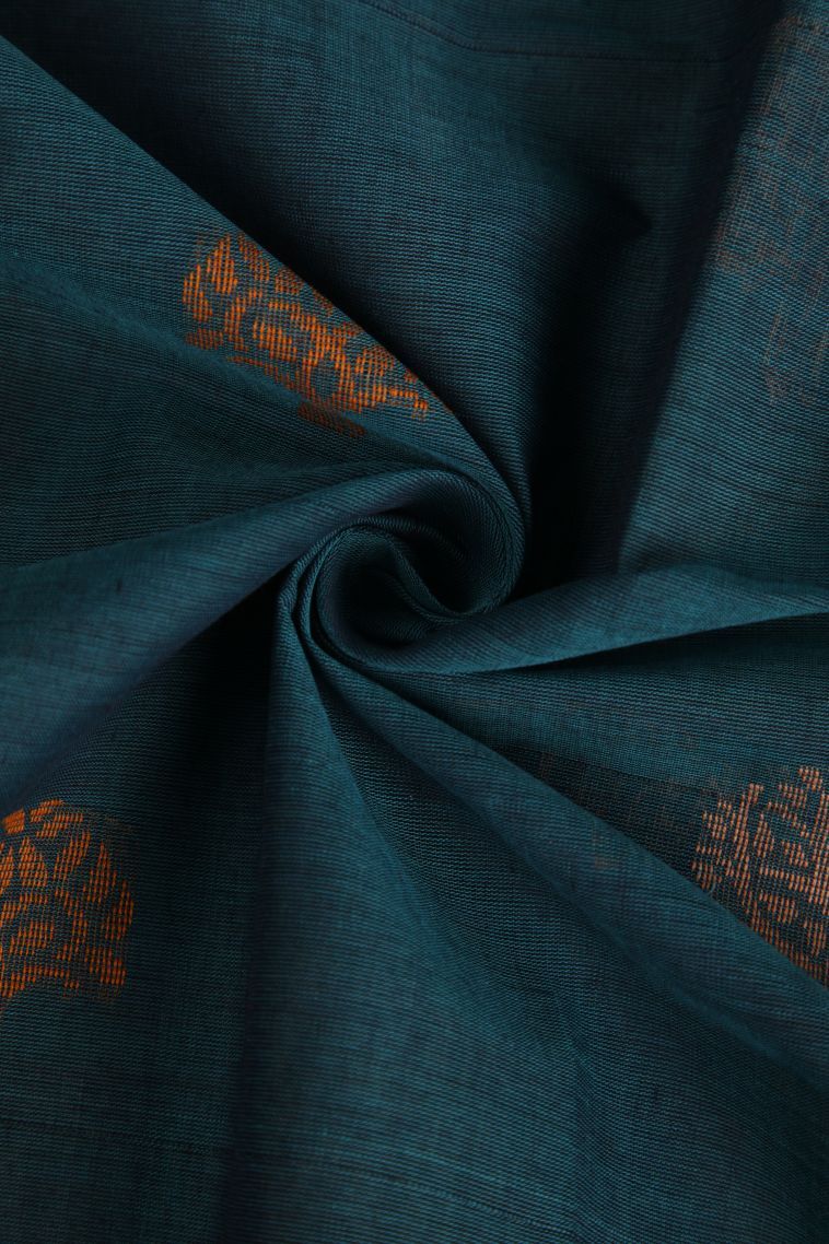 Bottle Green Pure Handloom Kovai Cotton with Without Zari Zari Floral Patterns view 4