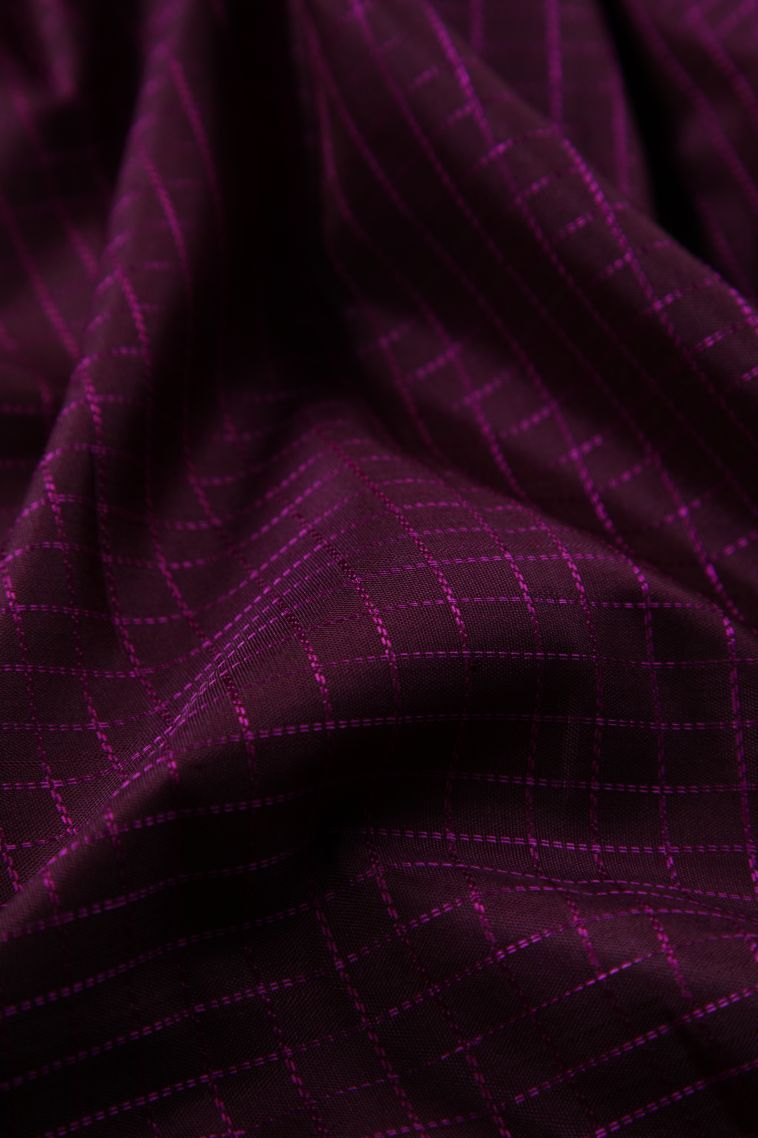 Bosenberry Purple Kanchipuram Silk Sarees with Gold Zari Checks view 4