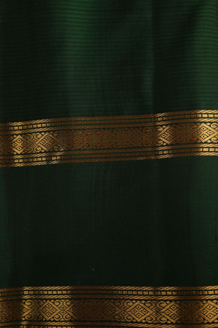 Olive Green Soft Silk Saree with Gold Zari Buttis (small Dots Or Motifs) view 3
