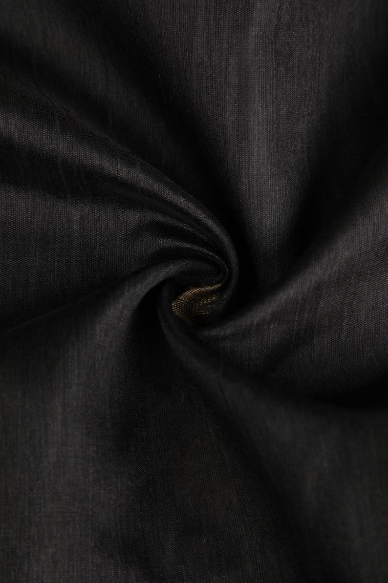 Onyx Black Semi Tussar Silk with Gold Zari Buttis (small Dots Or Motifs) view 4