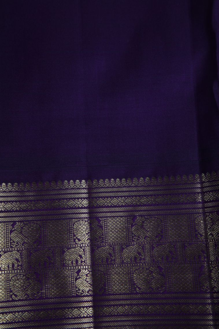 Mint Green Kanchipuram Silk Sarees with Gold Zari Floral Patterns view 3