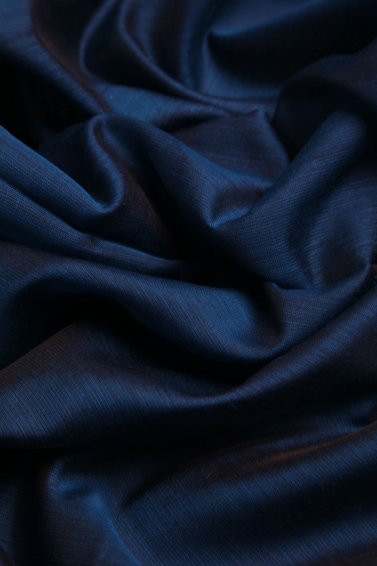 Cerulean Blue Chanderi Cotton Sarees with Gold Zari Plain view 4