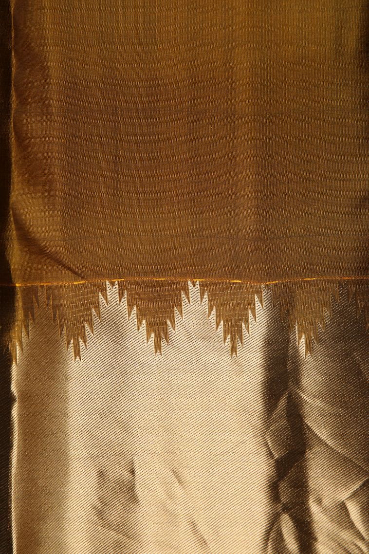 Pine Green Soft Silk Saree with Gold Zari Buttis (small Dots Or Motifs) view 3