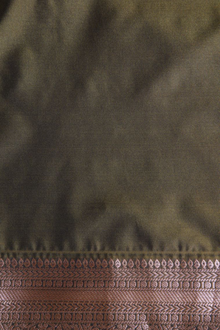 Admiral Blue Soft Silk Sarees with Gold Zari Floral Patterns view 3