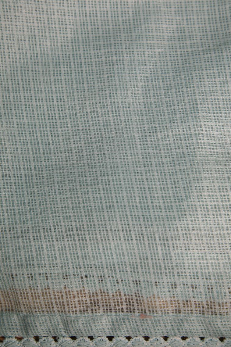 Sky Blue Organza Saree with Without Zari Zari Floral Patterns view 3