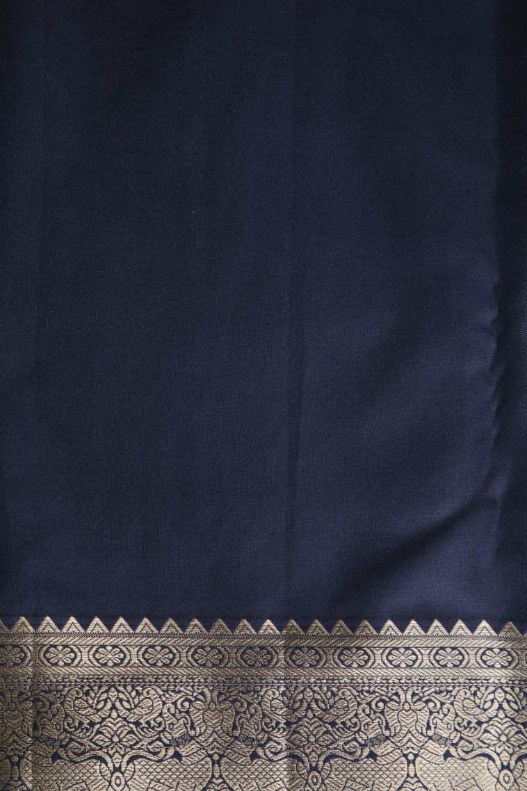 Rock Black Apoorva Silk Sarees with Gold Zari Animal And Bird Motifs view 3