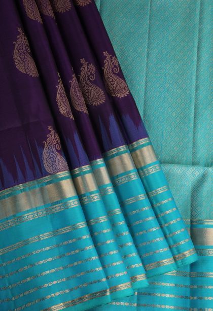 Plum Purple Soft Silk Saree with Gold Zari Manga