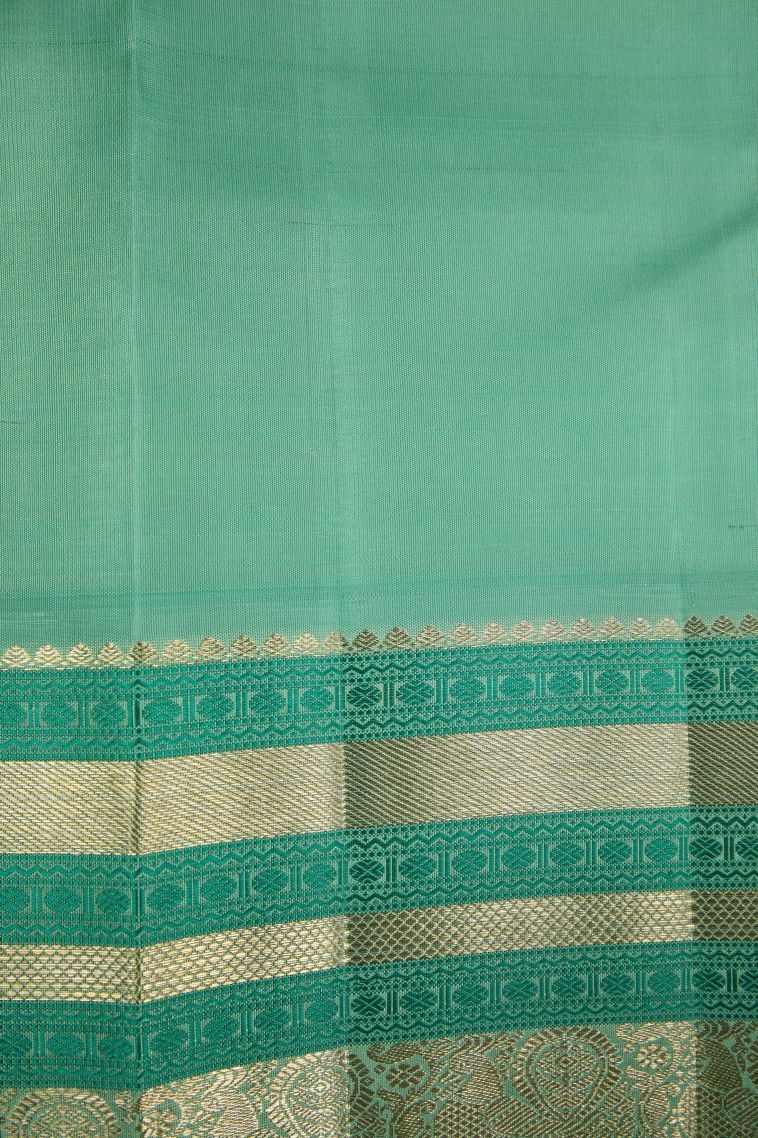 Aegean Blue Kanchipuram Silk Sarees with Gold Zari Buttis (small Dots Or Motifs) view 3