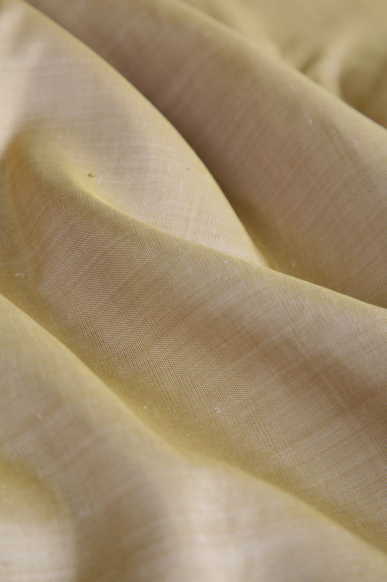 Beige Yellow Kanchipuram Silk Sarees with Gold Zari Plain view 4