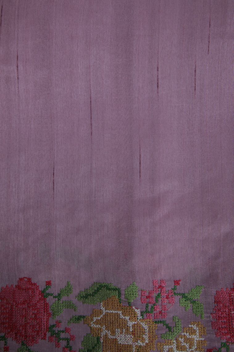 Lean Pink Tussar Saree with Without Zari Zari Stripes view 3