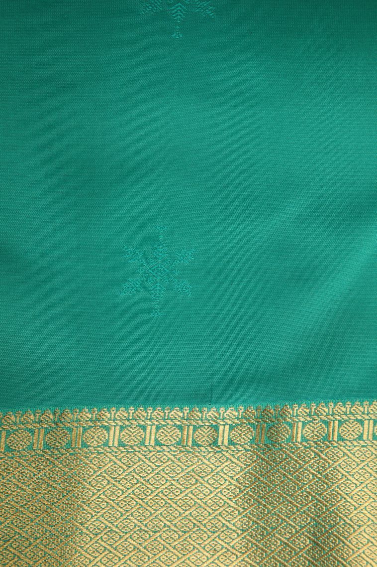 Indigo Blue Soft Silk Saree with Gold Zari Buttis (small Dots Or Motifs) view 3