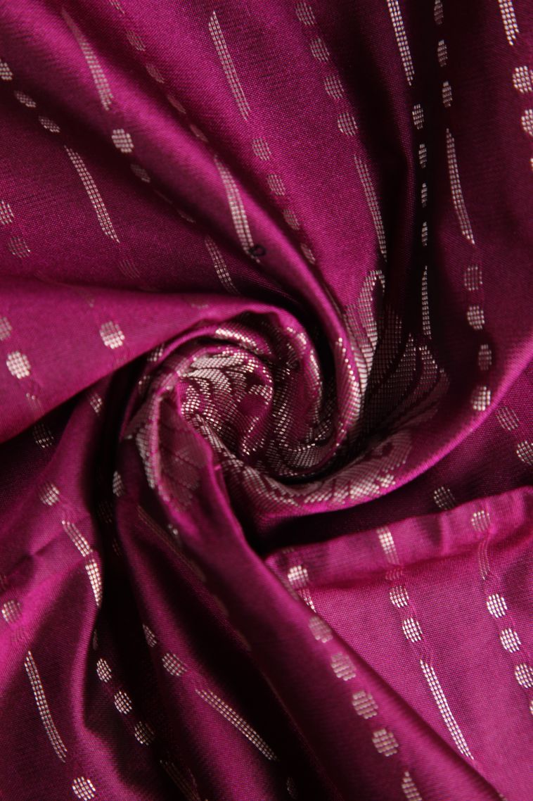 Magenta Purple Soft Silk Saree with Silver Zari Floral Puttas view 4