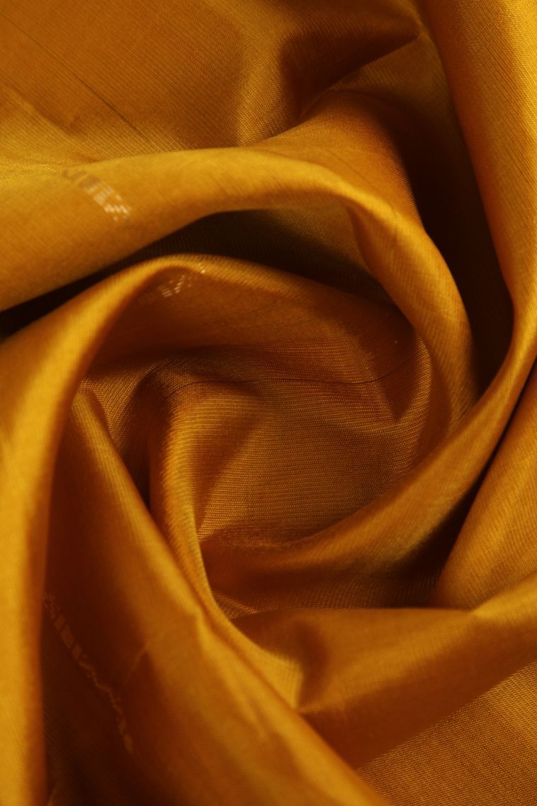 Honey Orange Soft Silk Saree with Gold Zari Rain Drops Mottif view 4