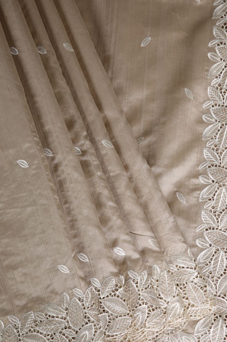 Vanilla Custard Yellow Semi Tussar Silk with Without Zari Zari Buttis (small Dots Or Motifs) view 1