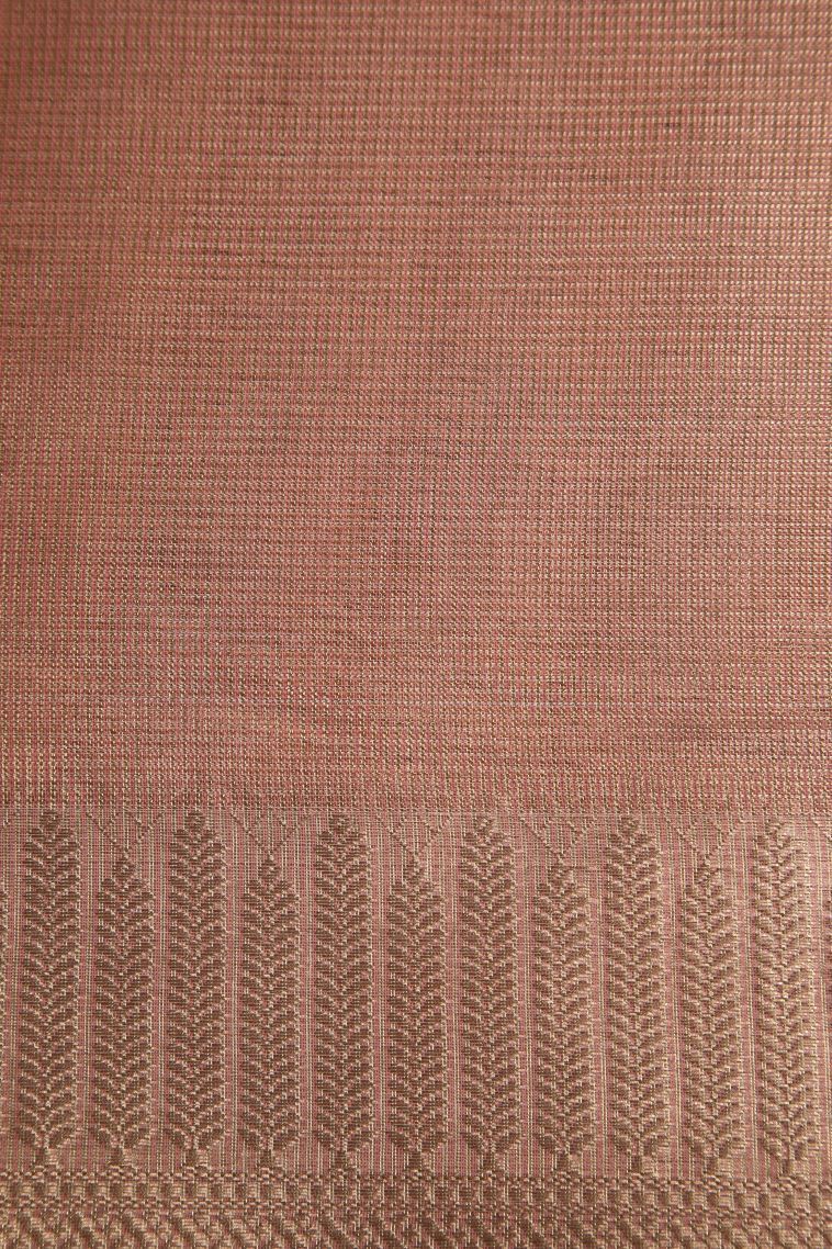 Flamingo Pink Tissue Silk Sarees with Gold Zari Geometric Shapes view 3