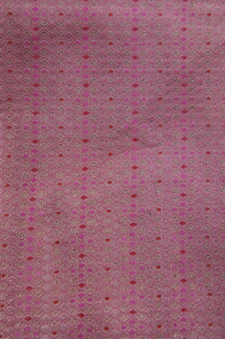 Taffy Pink Banaras Sarees with Silver Zari Floral Patterns view 3