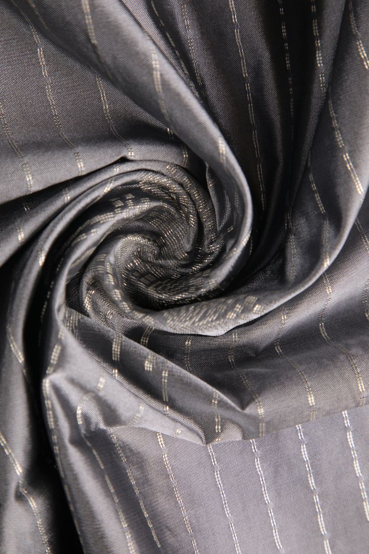 Granite Black Soft Silk Saree with Silver Zari Floral Puttas view 4