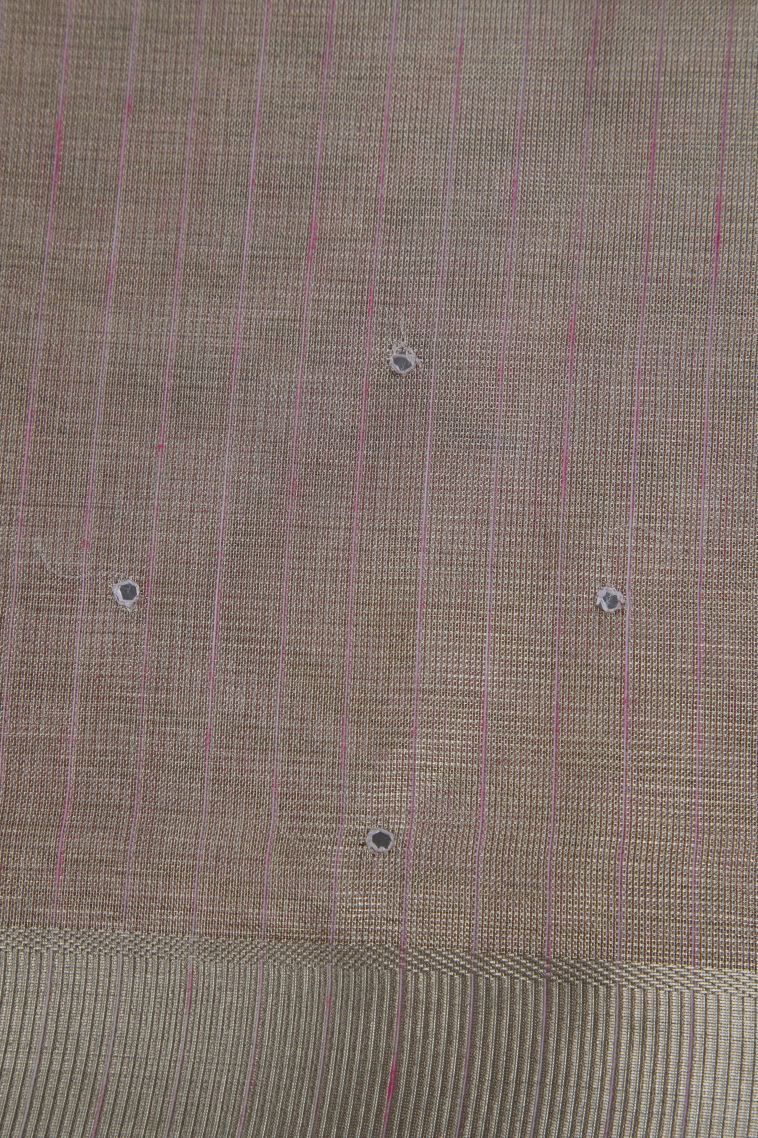 Lemonade Pink Organza Saree with Gold And Silver Zari Floral Patterns view 3