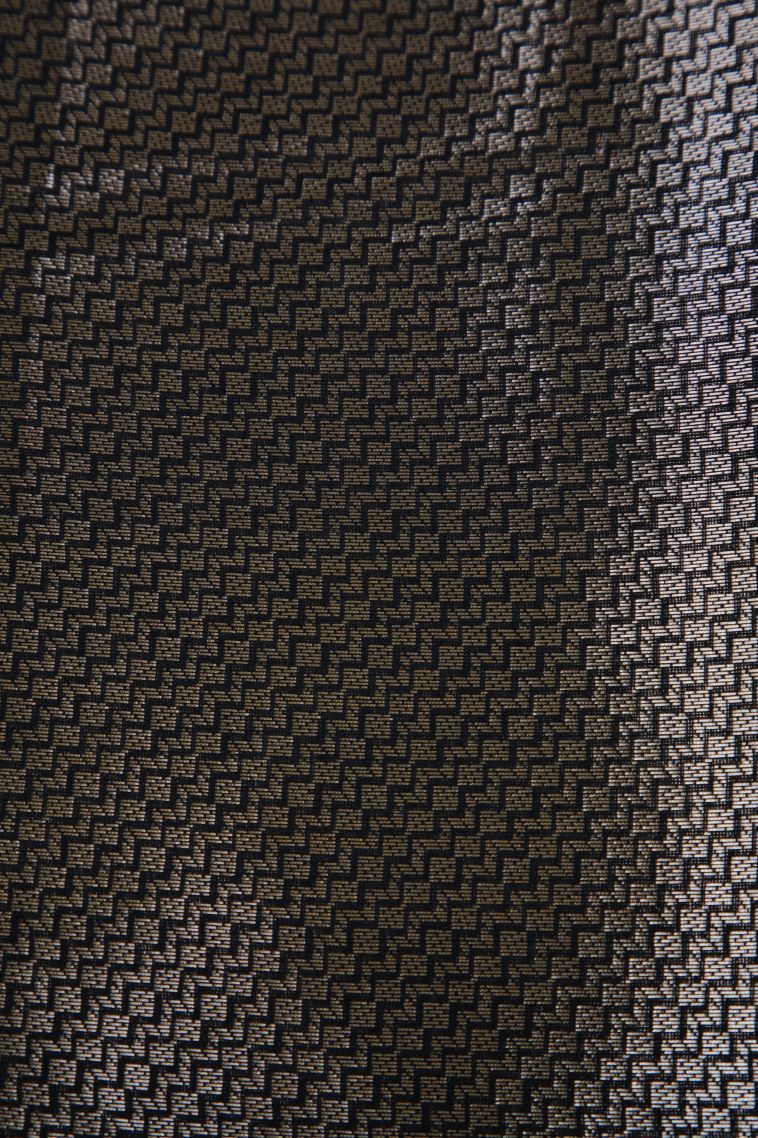 Asphalt Black Chanderi Cotton Sarees with Gold Zari Plain view 3