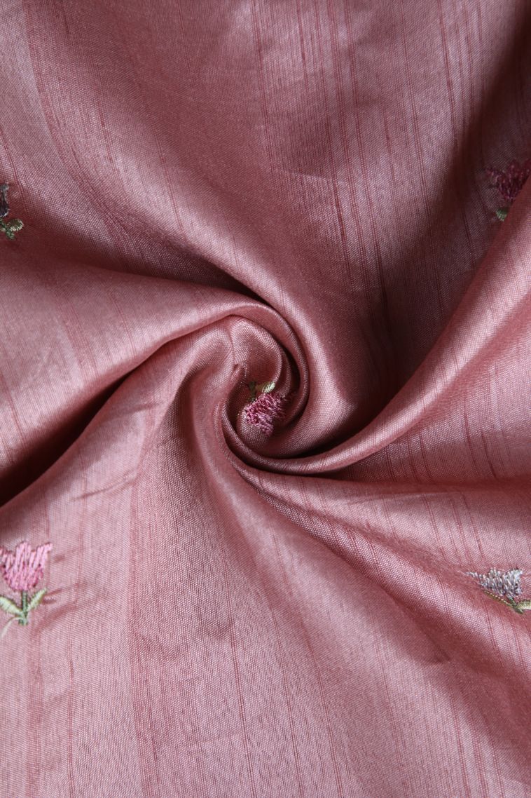 Crepe Pink Semi Tussar Silk with Without Zari Zari Floral Patterns view 4