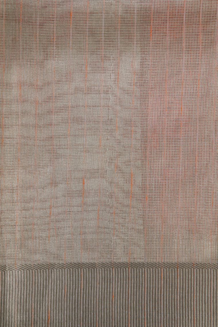 Peach Pink Tissue Silk Sarees with Gold And Silver Zari Floral Patterns view 3