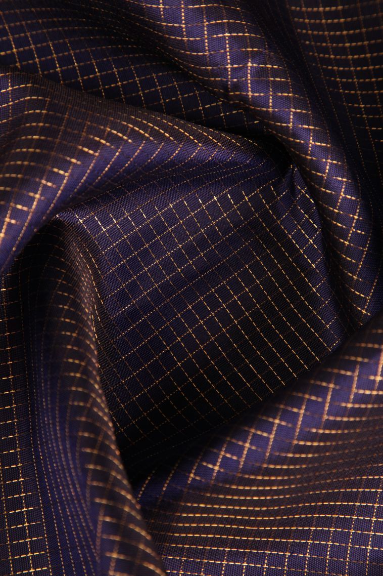 Indigo Blue Kanchipuram Silk Sarees with Gold Zari Vaira Oosi view 4