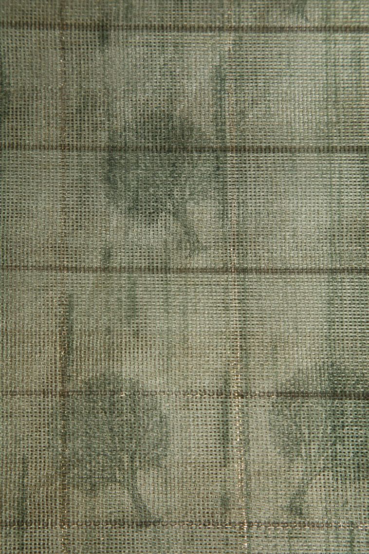 Pistachio Green Jute Sarees with Gold Zari Horizontal Model view 3