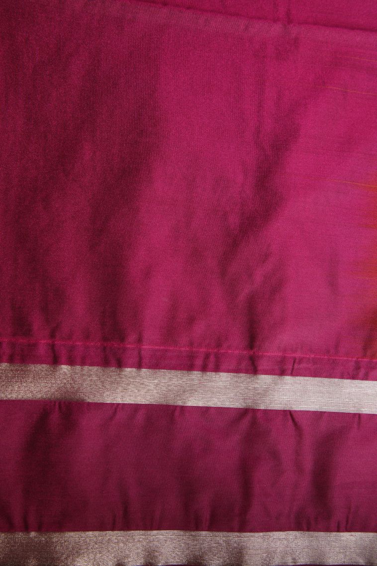 Cider Orange Soft Silk Saree with Silver Zari Floral Puttas view 3